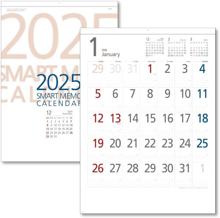 King Corporation 2025 Wall Calendar Smart Memo B3 530 x 380mm KC20028