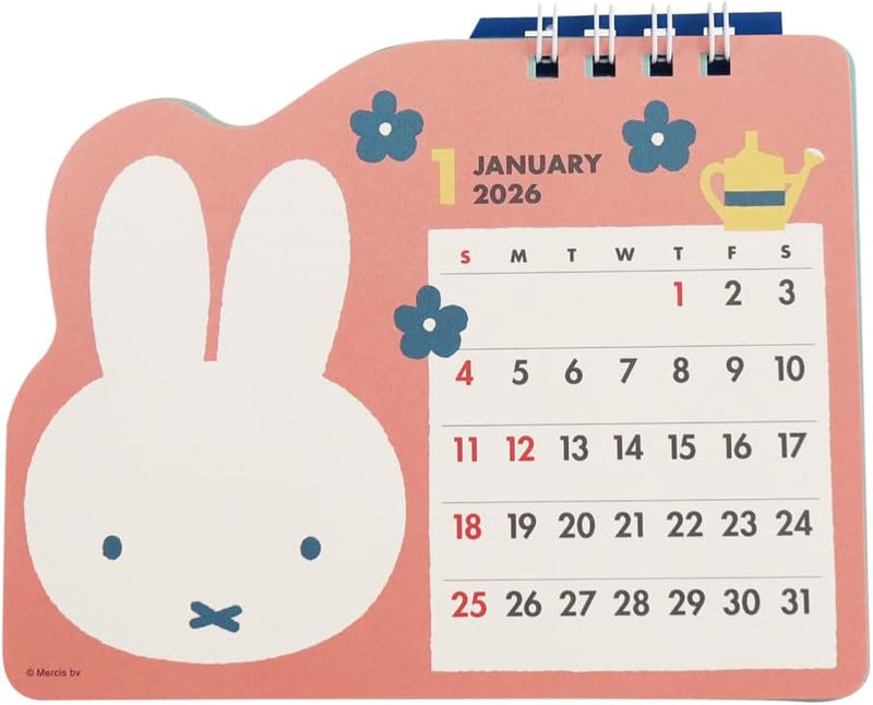 SQUARE Miffy 2026 Desk Calendar Die-cut Pink 34BCA-6