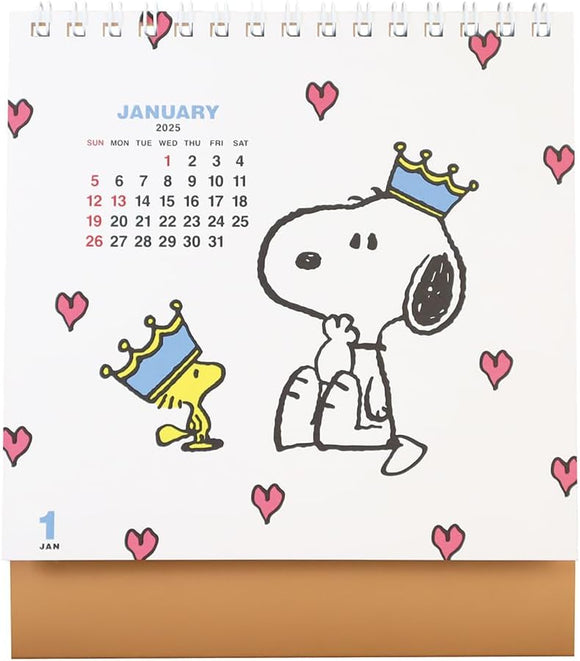 Square Snoopy 2025 Desk Calendar 2WAY White 42PCA-2