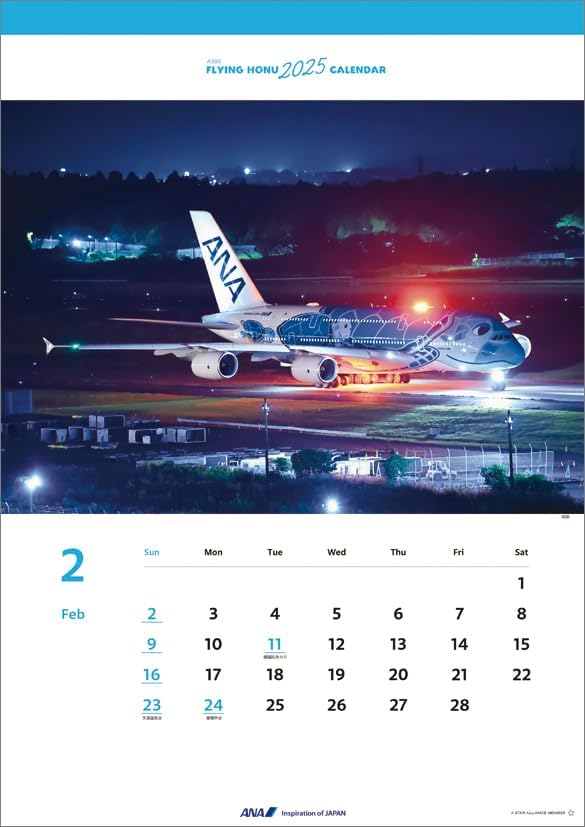 ANA 'A380 FLYING HONU' 2025 Wall Calendar CL25-1156