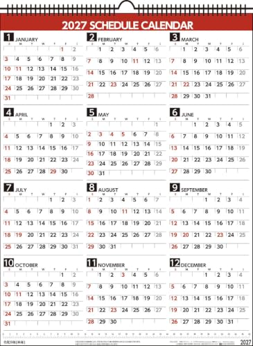 Try-X 2027 Wall Calendar Schedule Vertical Type 27CL-639 49x37cm