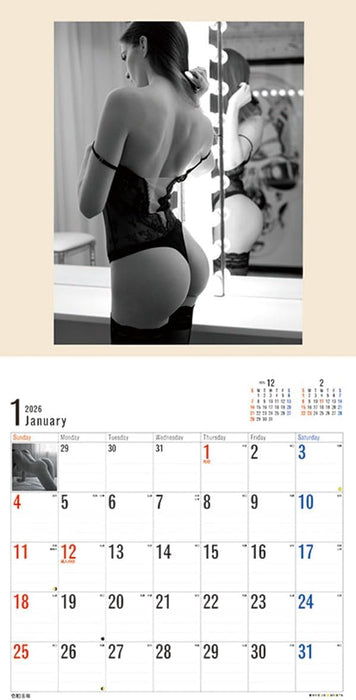 Try-X 2026 Wall Calendar Bottoms CL-1701 60x30cm
