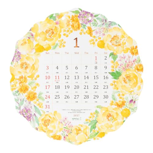 Midori 2027 Wall Calendar Die-cut Country Time Wreath Pattern 31419006
