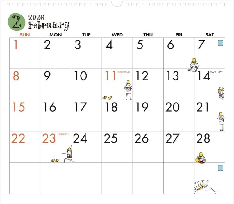 Midori 2026 Wall Calendar L Ojisan Pattern 31375006