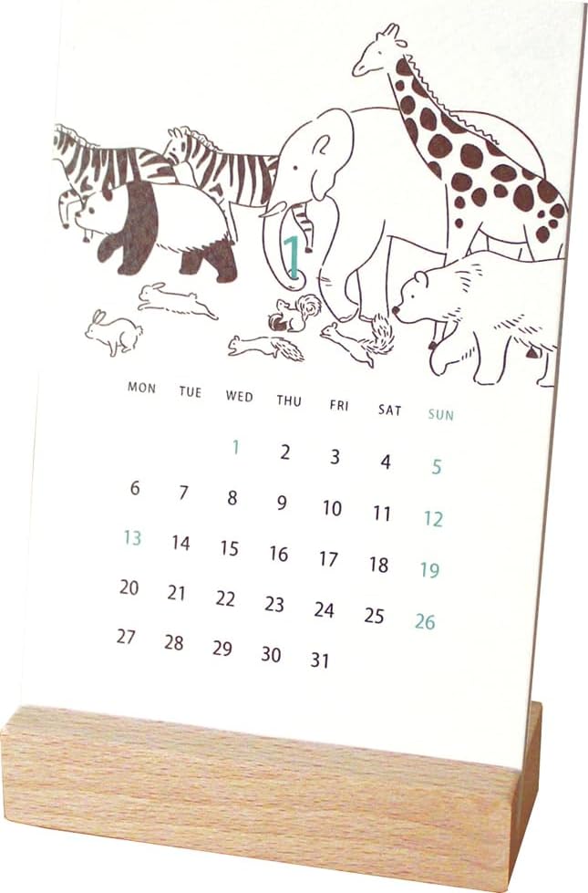 EL COMMUN MATOKA 2025 Desk Calendar Wooden Stand Arara CAL-106