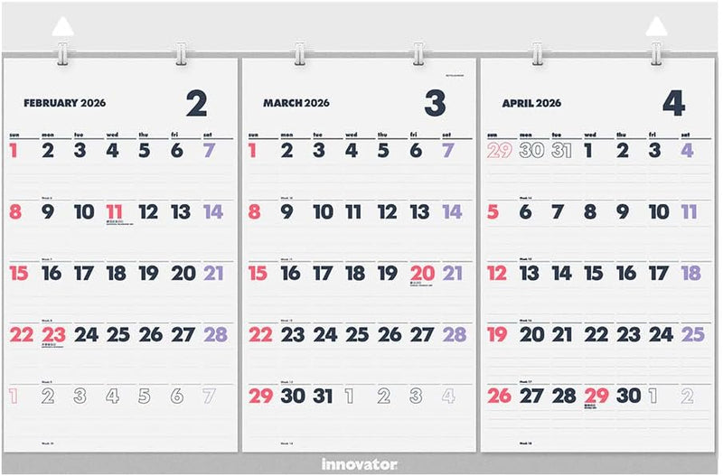 Innovator 2026 Wall Calendar 3-Month 31404006