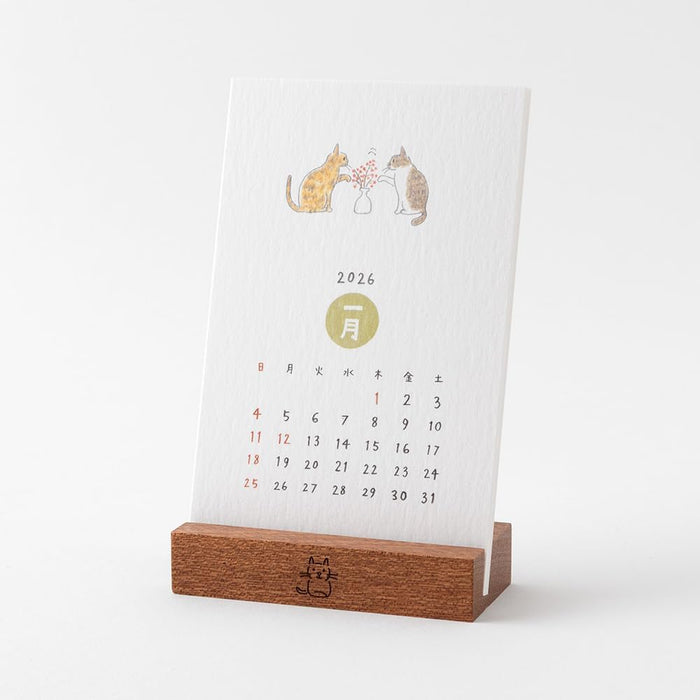 Midori 2026 Desk Calendar Stand Calendar Cat Pattern 31367006