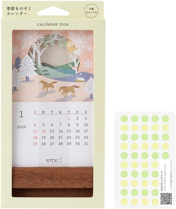 Midori 2026 Desk Calendar Seasonal Views Calendar - Scenic Design with Limited Stickers 31369006