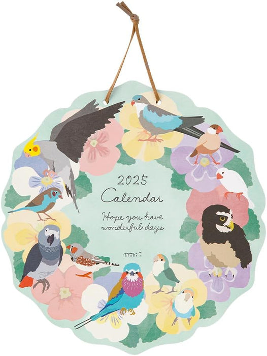 Midori 2025 Wall Calendar Die-cut Bird Pattern 31323006