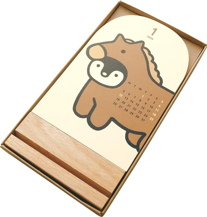 EL COMMUN MATOKA 2026 Desk Calendar Wooden Stand Die-Cut Kigurumi CAL-139