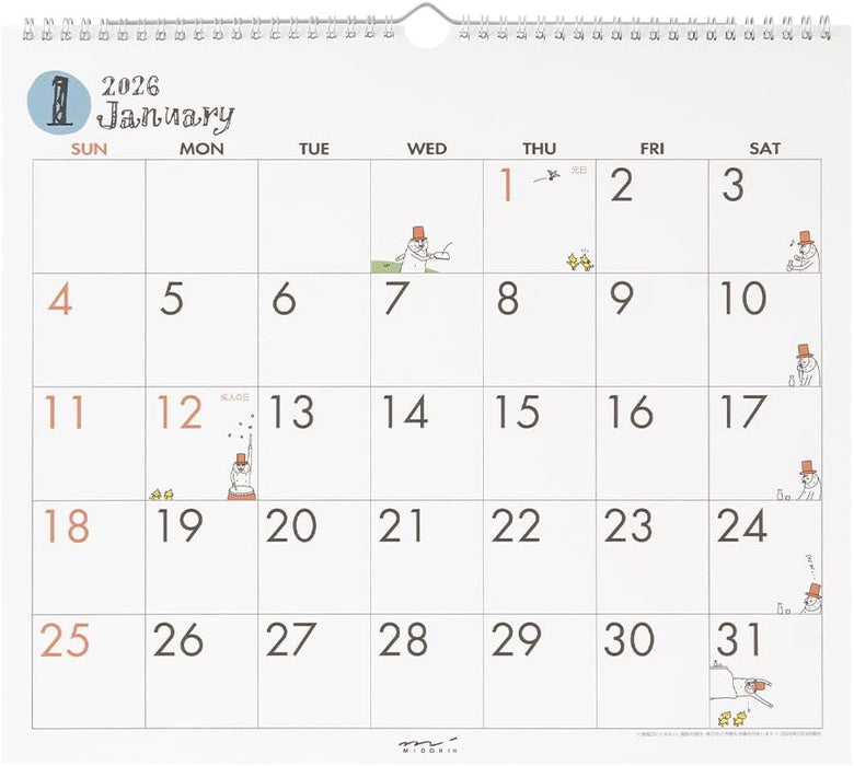 Midori 2026 Wall Calendar L Ojisan Pattern 31375006