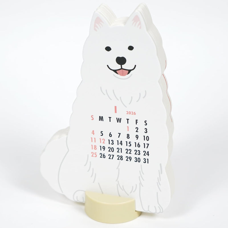 Greeting Life 2026 Desk Calendar Animal Die Cut Samoyed C-1716-ET
