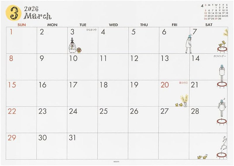Midori 2026 Desk Calendar A4 Ojisan Pattern 31370006