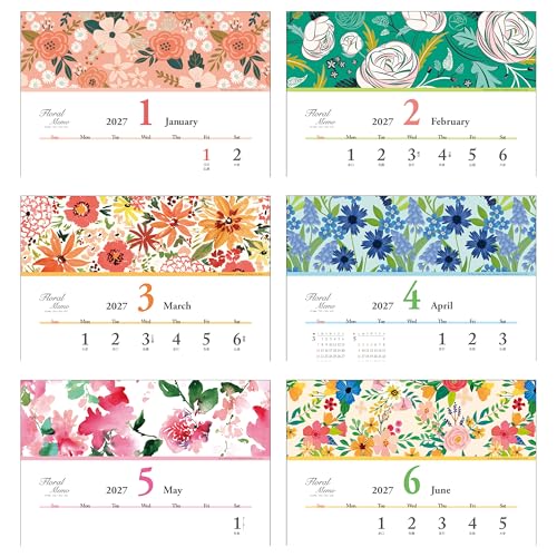 Todan 2027 Wall Calendar Floral Memo 53.1 x 24.2cm TD-968
