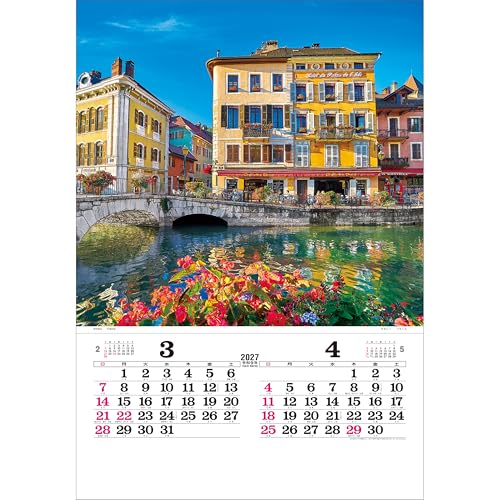 Todan 2027 Wall Calendar Views of the World Tohan DX Film 75 x 50.4cm TD-521