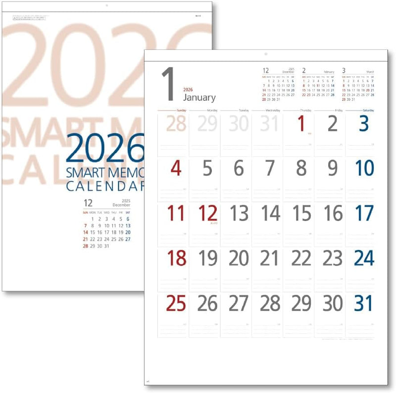 King Corporation 2026 Wall Calendar Smart Memo B3 530 x 380mm KC20028