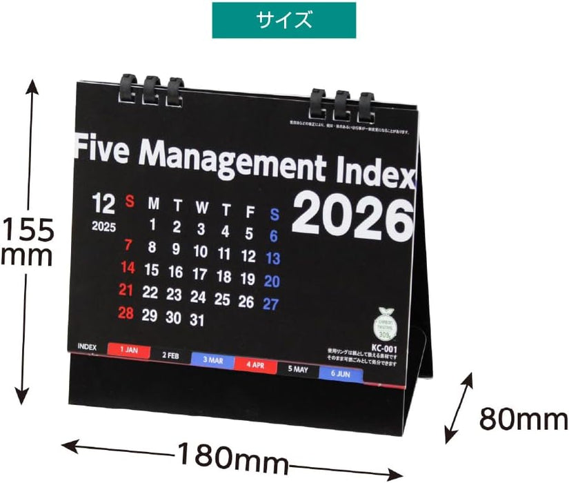 King Corporation 2026 Desk Calendar Five Management Index 155 x 180mm KC001