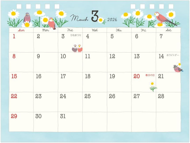Midori 2026 Desk Calendar M Bird Pattern 31365006