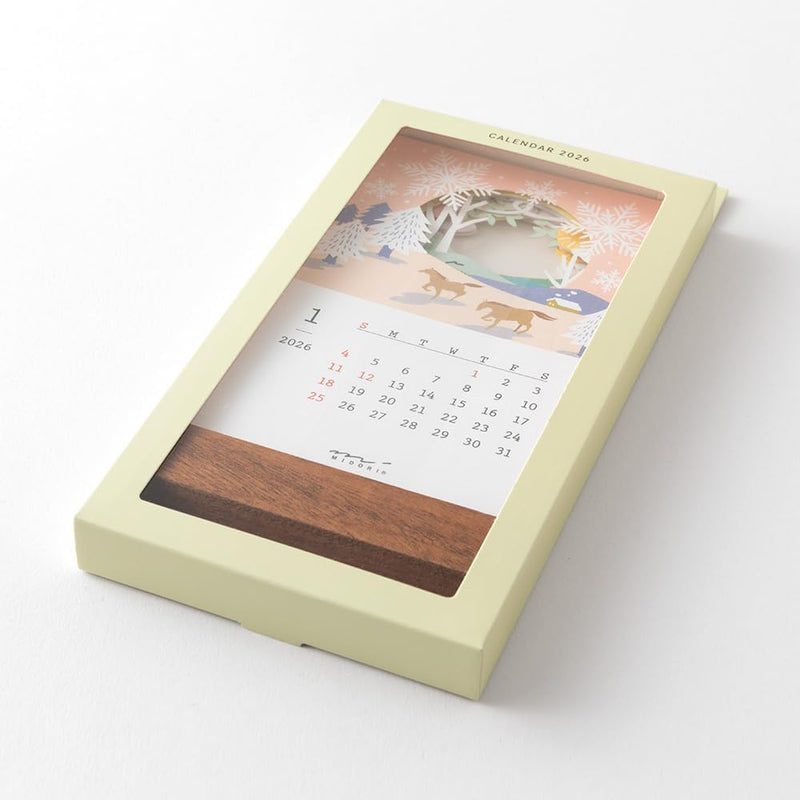 Midori 2026 Desk Calendar Seasonal Views Calendar - Scenic Design with Limited Stickers 31369006
