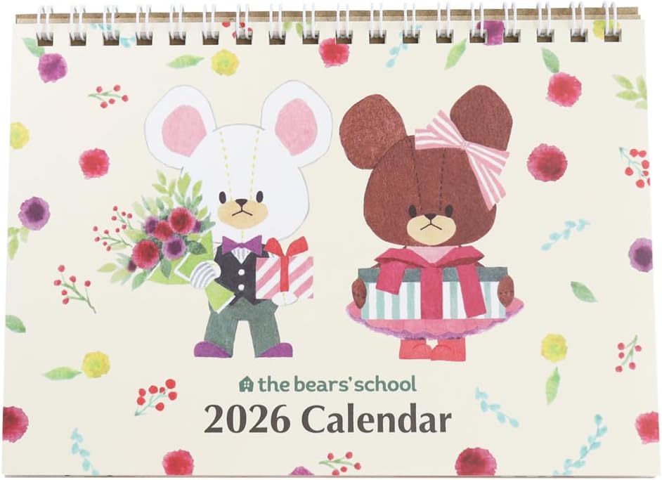 Square The Bear's School (kuma no Gakkou) 2026 Desk Calendar Green 39KCA-3