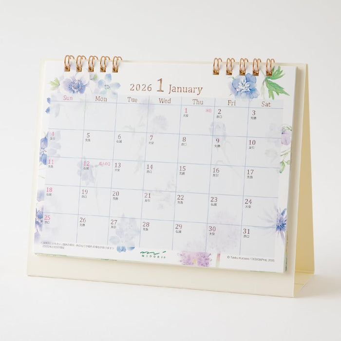 Midori 2026 Desk Calendar M Country Time Floral Pattern 31364006
