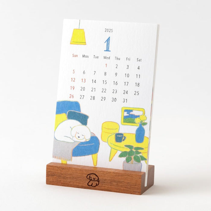 Midori 2025 Desk Calendar Stand Calendar Dog Pattern 31318006