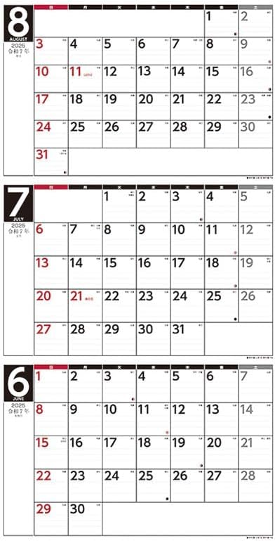 Try-X 2025 Wall Calendar 3-Month Schedule Vertical Type CL-641 61x30cm