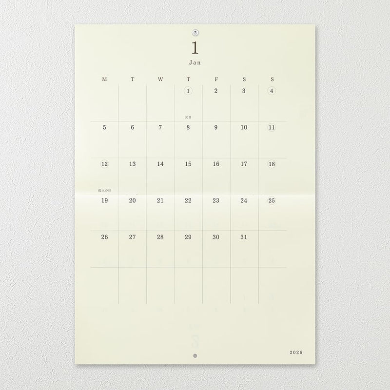 Midori 2026 Wall Calendar MD Calendar A3 Bi-fold 31394006