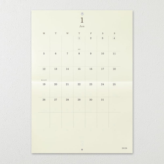 Midori 2026 Wall Calendar MD Calendar A3 Bi-fold 31394006