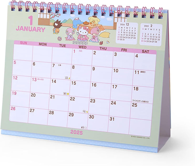 Sanrio Ring Calendar 2025 Sanrio Characters Desk Calendar with Schedule Stickers 451401