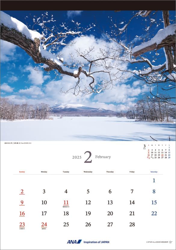 ANA 'Graphic Gallery Hokkaido' 2025 Wall Calendar CL25-1148