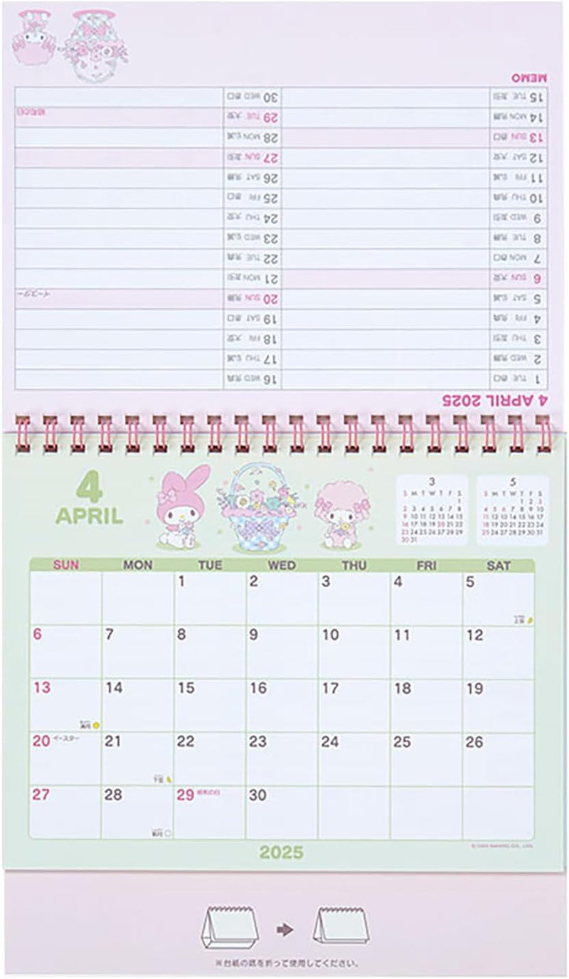 Sanrio Ring Calendar 2025 My Melody Desk Calendar with Schedule Stickers 451266