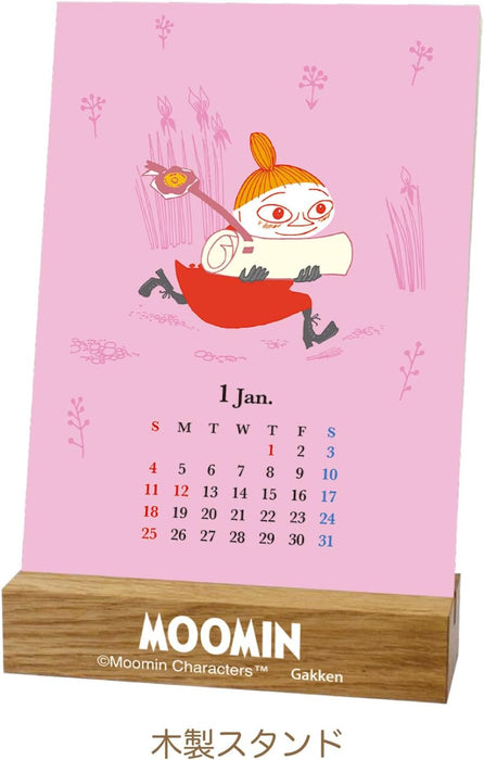 Gakken Sta:Ful 2026 Calendar Moomin Desk Calendar - Book-Shaped Tin with Stand (Little My) M21002