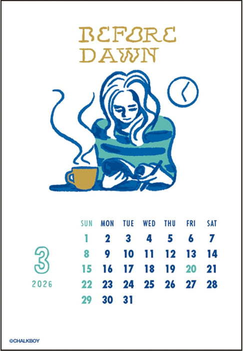 Greeting Life 2026 LETTERPRESS Desk Calendar Chalk Boy C-1696-CB