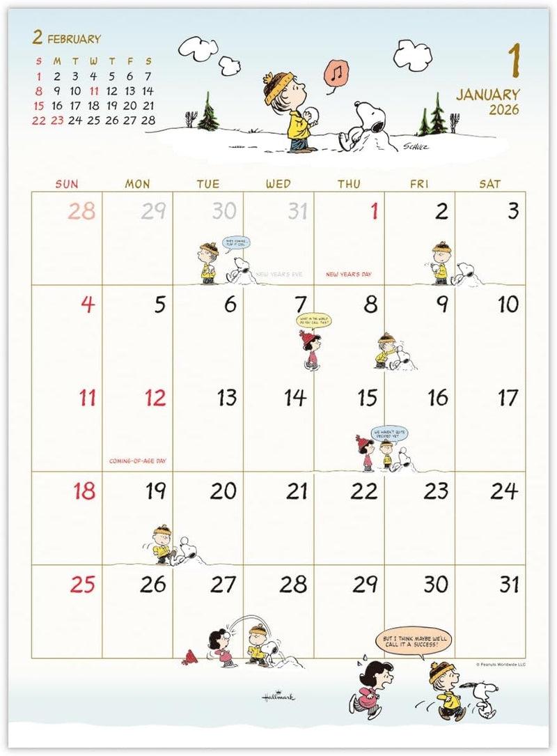 Hallmark Snoopy 2026 Wall Calendar Small 845452