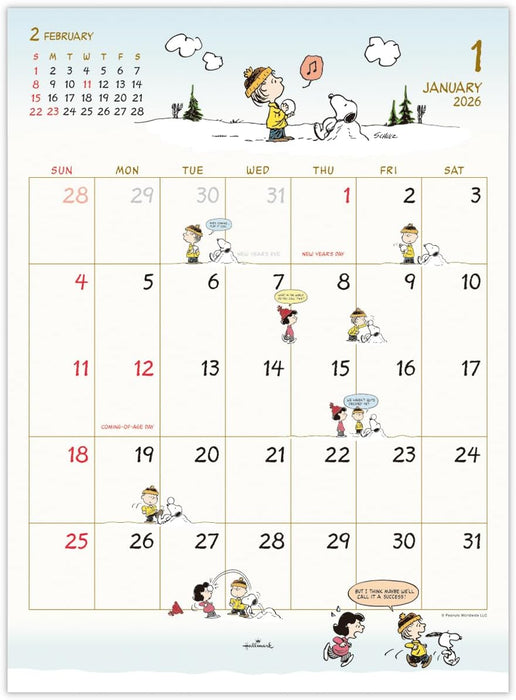 Hallmark Snoopy 2026 Wall Calendar Small 845452