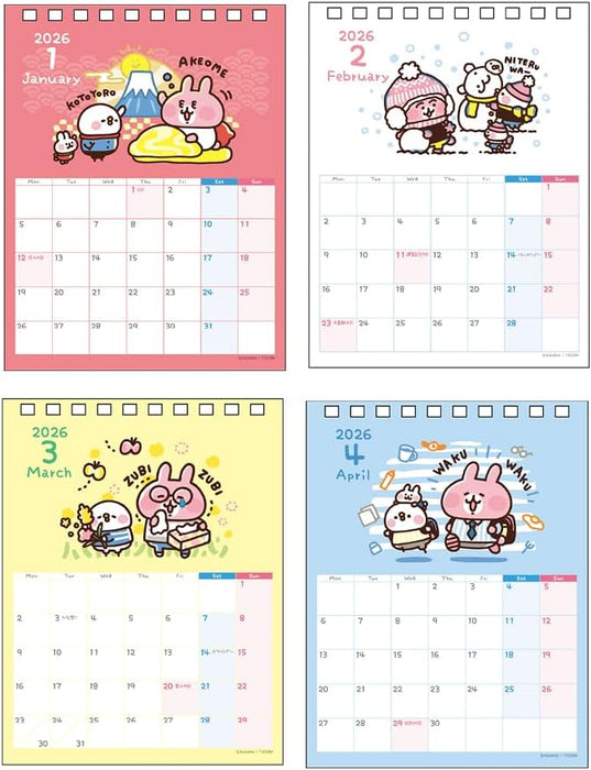 Sun-Star Stationery Kanahei 2026 Desk Calendar Pisuke & Usagi S8521735