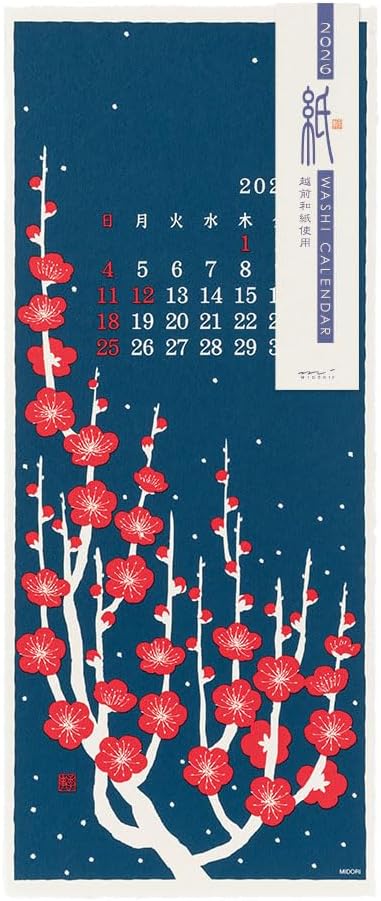 Midori 2026 Wall Calendar Washi Calendar L Floral 31387006
