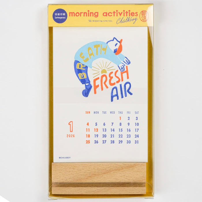 Greeting Life 2026 LETTERPRESS Desk Calendar Chalk Boy C-1696-CB