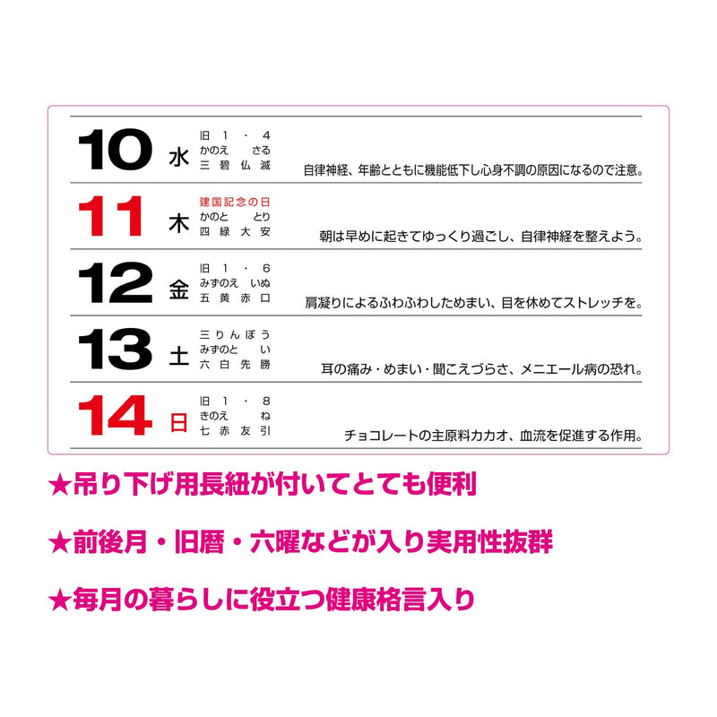 New Japan Calendar 2027 Wall Calendar Love Large with Long String NK189 765 x 350mm