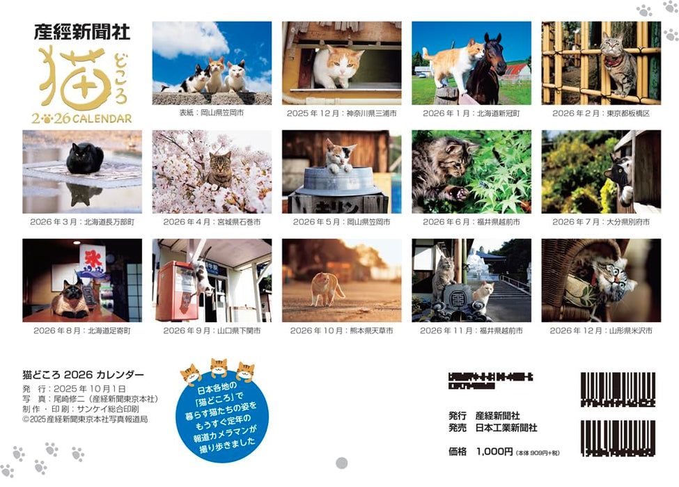 Neko Dokoro Calendar 2026