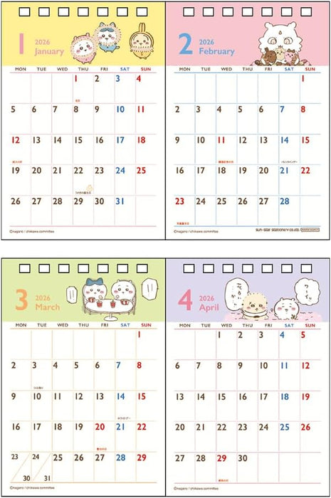 Sun-Star Stationery Chiikawa 2026 Desk Calendar Chiikawa S8521824