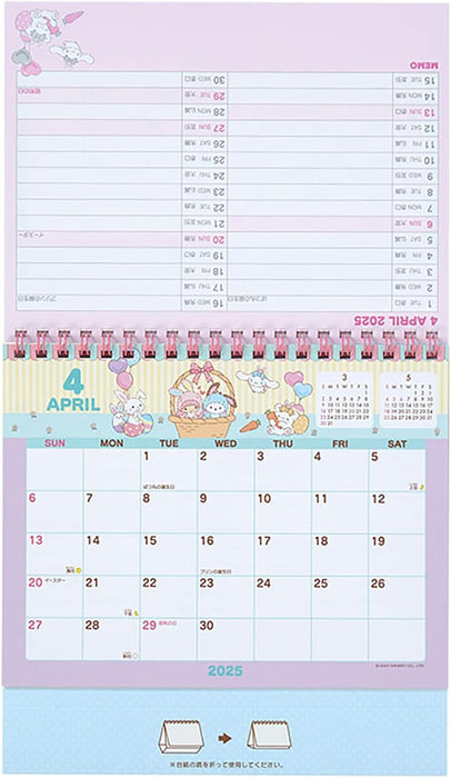 Sanrio Ring Calendar 2025 Sanrio Characters Desk Calendar with Schedule Stickers 451401