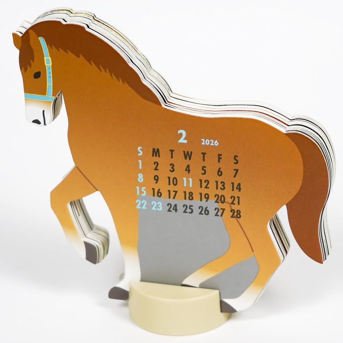 Greeting Life 2026 Desk Calendar Animal Die Cut Horse Zodiac C-1721-ET