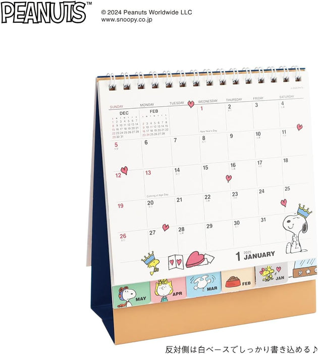 Square Snoopy 2025 Desk Calendar 2WAY White 42PCA-2