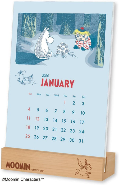 New Japan Calendar 2026 Desk Calendar Moomin Desk Calendar with Wooden Stand NK4330