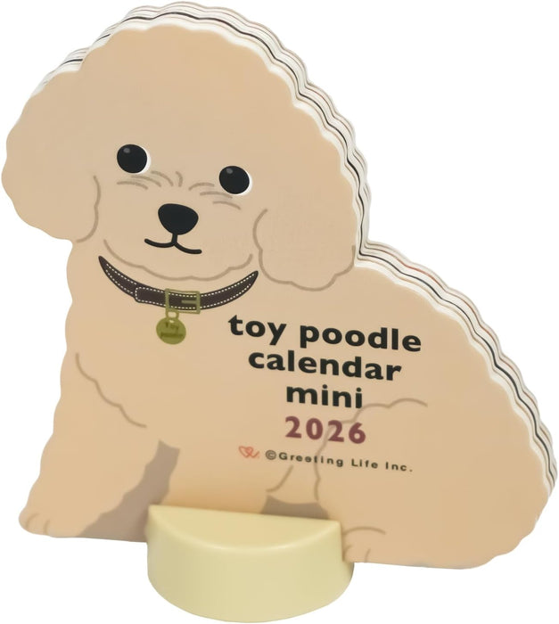 Greeting Life 2026 Desk Calendar Animal Die Cut Mini Toy Poodle C-1700-ET