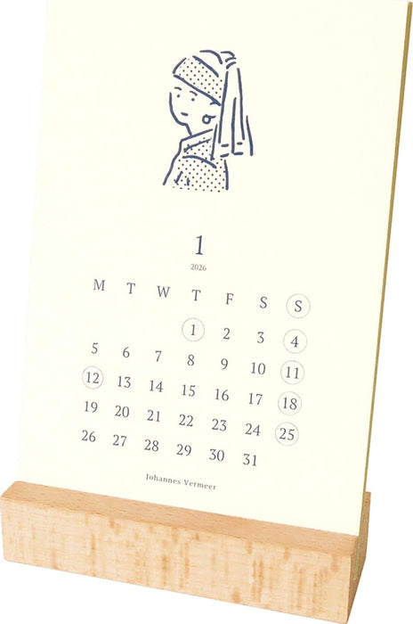 EL COMMUN MATOKA 2026 Desk Calendar Wooden Stand Masterpiece CAL-144