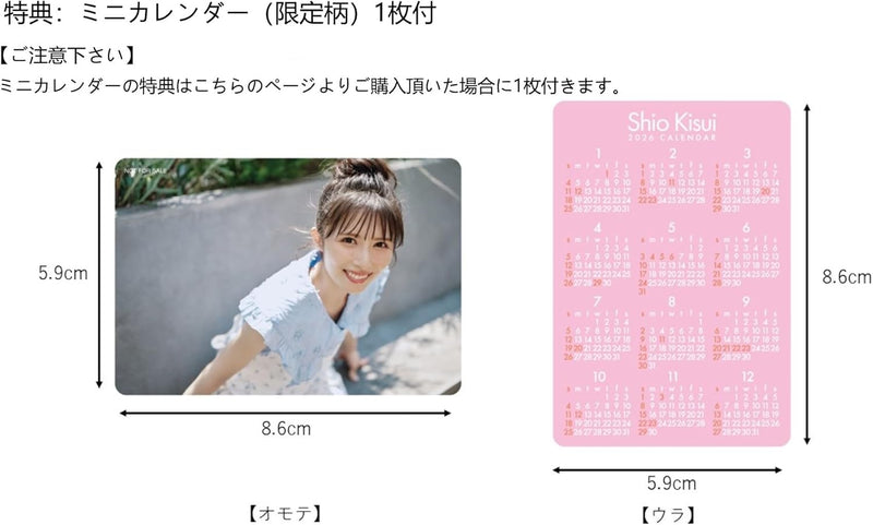 Hagoromo Shio Kisui 2026 Wall Calendar CL26-0209A