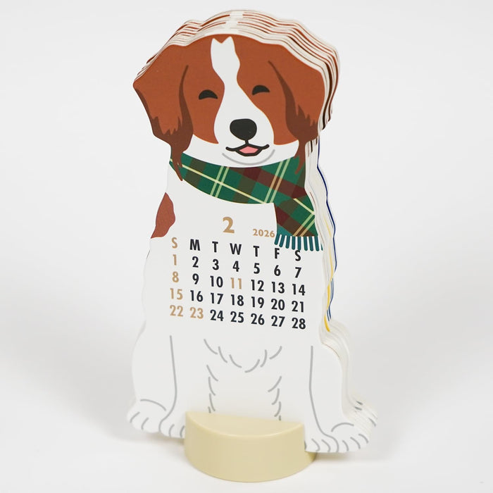 Greeting Life 2026 Desk Calendar Animal Die Cut Kooikerhondje C-1715-ET
